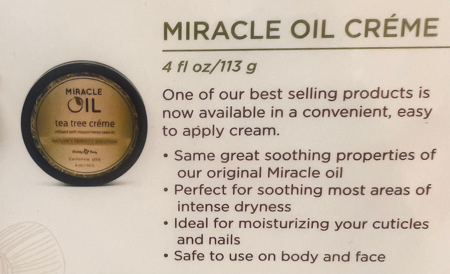 Miracle Oil Tea Tree Skin Creme 4oz