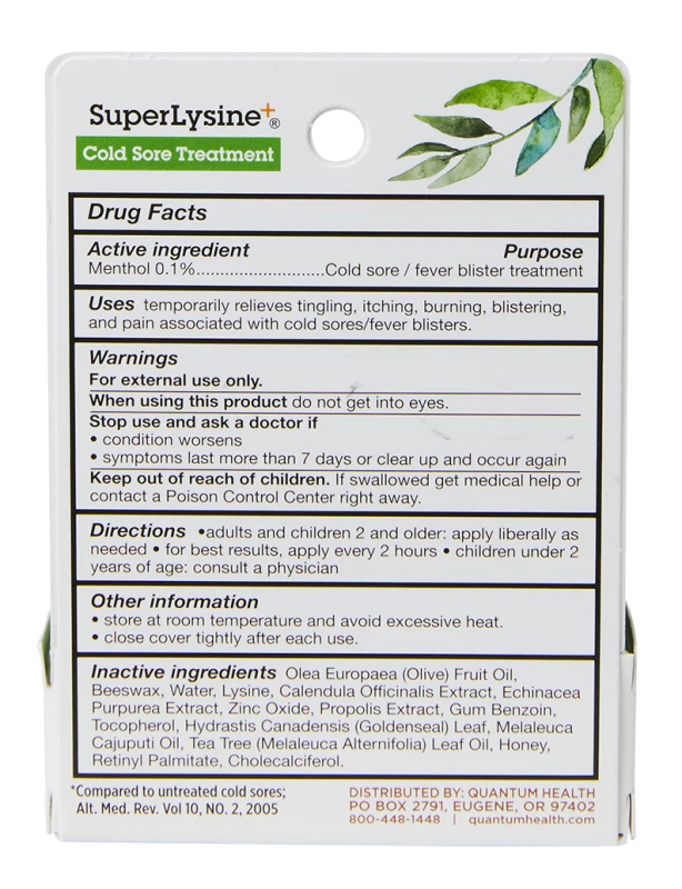 SuperLysine+® Ointment, Cold Sore Treatment 7g